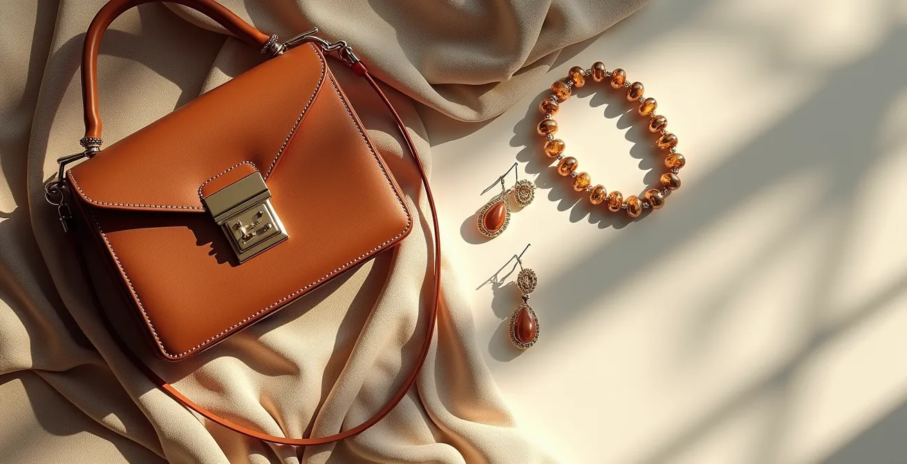 Aufwändig gestylte Modefotografie mit edlen Vintage- und Designer-Stücken in warmer Beleuchtung