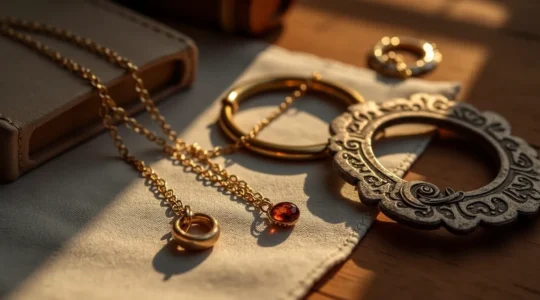 Eine elegante Ansammlung von personalisierten Schmuckstücken, die verschiedene Lebensmomente symbolisiert, mit deutschen Regionalreferenzen und handwerklicher Qualität.