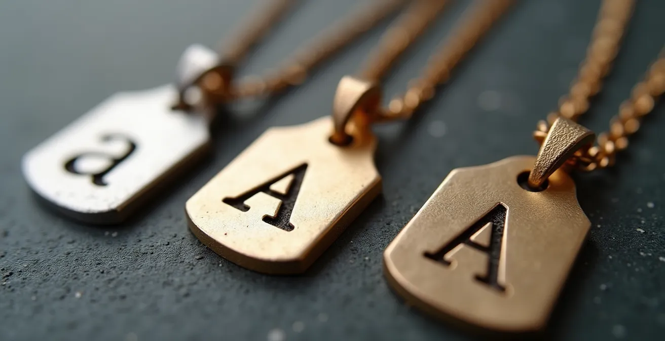 Makrofoto von Schmuckbuchstaben verschiedener Schriftarten auf strukturiertem Hintergrund