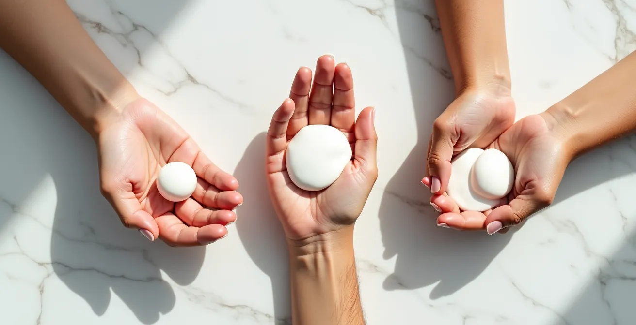 Visuelle Darstellung der richtigen Conditioner-Menge für verschiedene Haarlängen