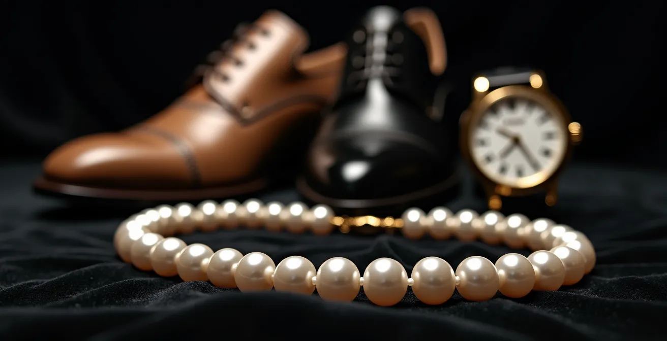 Vergleich von Schmuck und Schuhen für verschiedene Dresscodes