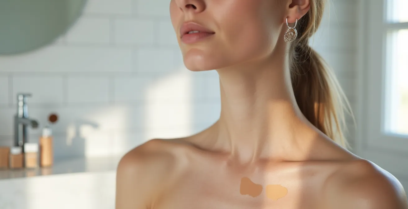 Verschiedene Foundation-Nuancen auf hellem Hautton