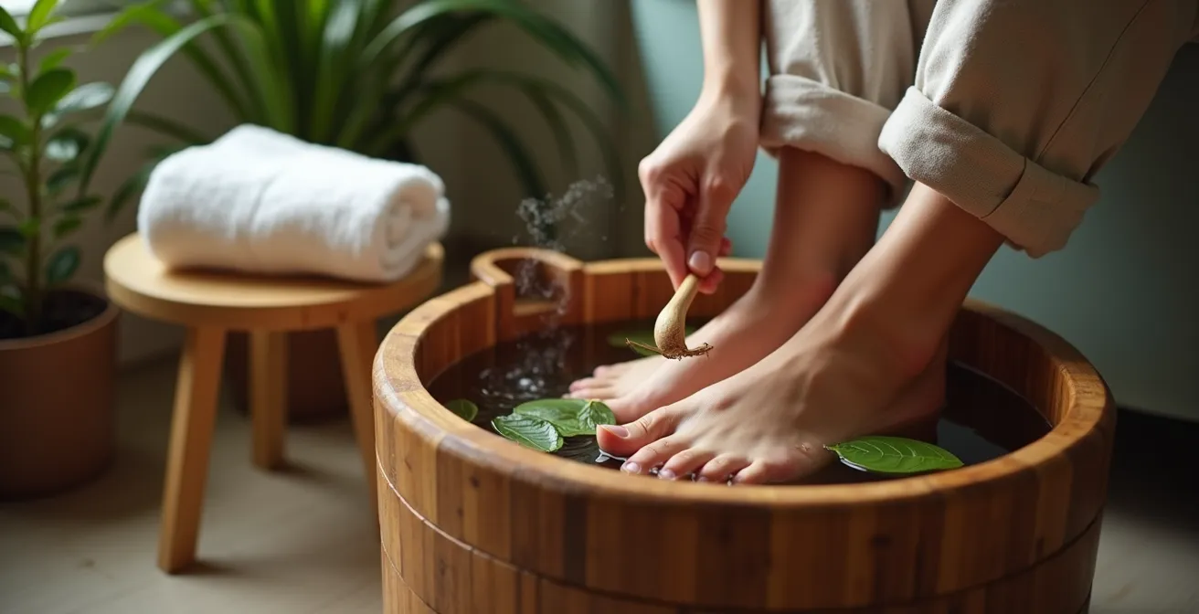 Ansteigendes Fußbad mit Melissenzusatz nach Kneipp