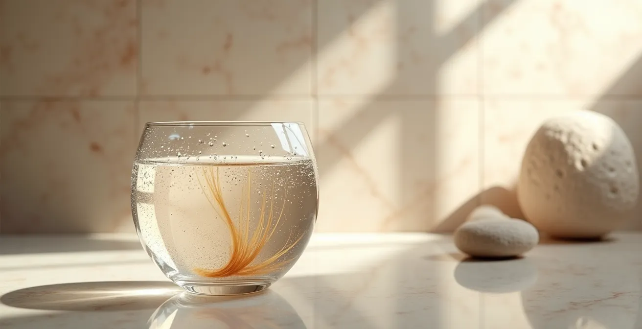 Mikroskopische Darstellung der Haarstruktur mit unterschiedlicher Porosität, von glatt bis aufgeraut.