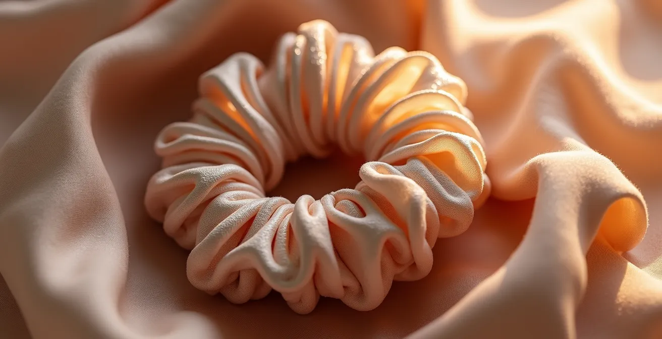 Nahaufnahme verschiedener Heatless Curls Techniken und Materialien