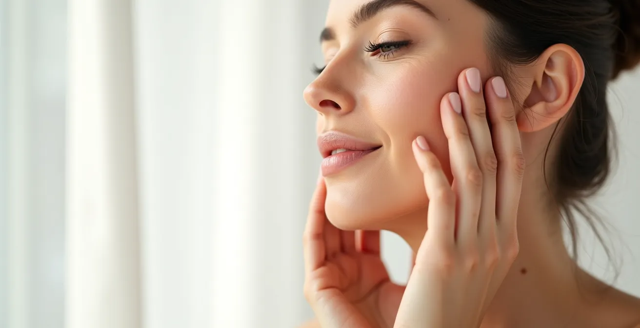 Demonstration der Lymphdrainage-Technik im Gesichtsbereich Richtung Ohren